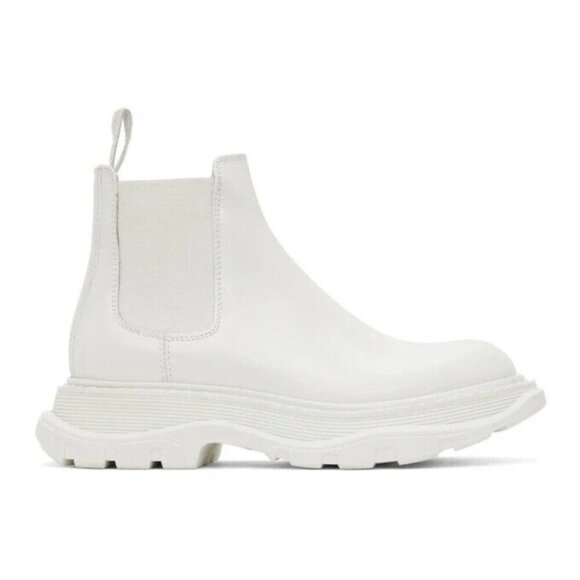 Alexander McQueen Tread Chelsea Boots Size 38 US 8 Womens Ivory - Picture 1 of 12